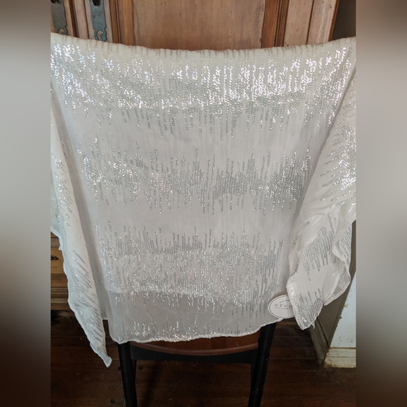 Silver Beaded Evening Scarf - Picture 3 of 3